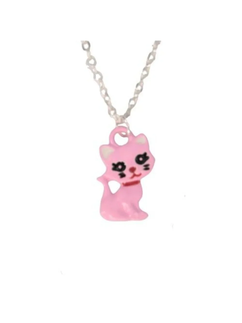 Claires Club Kitten Jewelry Set Necklace Bracelet Ring Silver Tone Pink